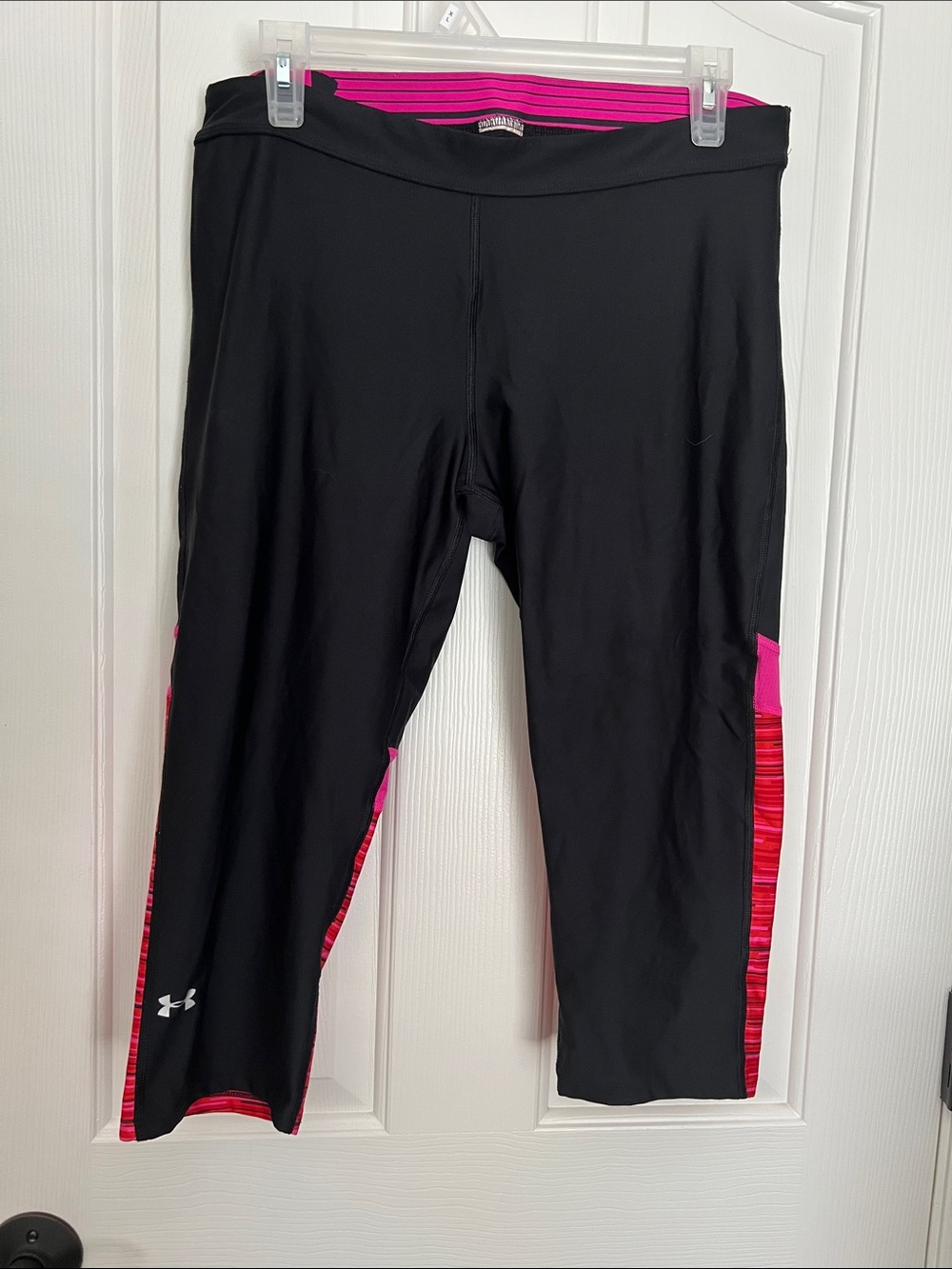 Under Armour Black Capri Leggings with Hot Pink Accents